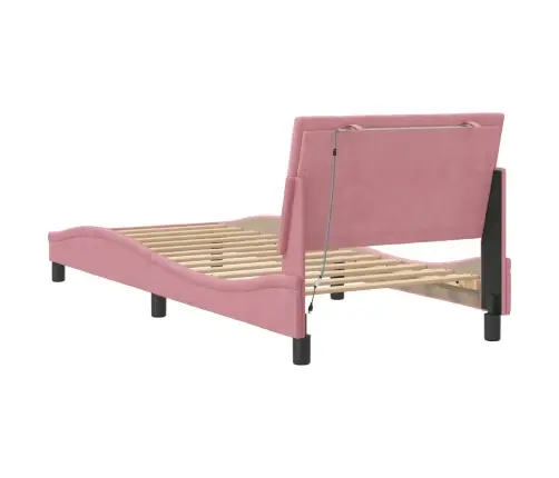 Voodiraam Led Ilma Madratsita Hanko, Roosa, 80X200 cm Samet