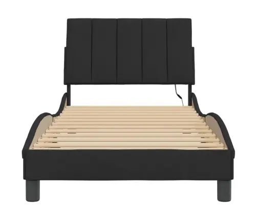Gultas Rāmis Ar Led, Melns, 90X190 Cm, Samts Vidaxl