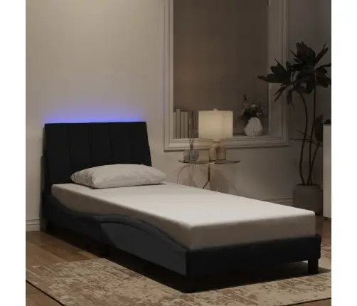 Gultas Rāmis Ar Led, Melns, 90X190 Cm, Samts Vidaxl