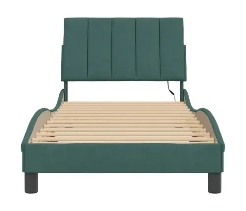 Lovos Rėmas Su Led Be Čiužinio, Hanko, Tamsiai Žalias, 90X200cm Aksomas