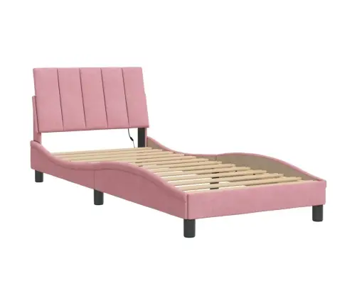 Voodiraam Led Ilma Madratsita Hanko, Roosa, 90X200 cm Samet