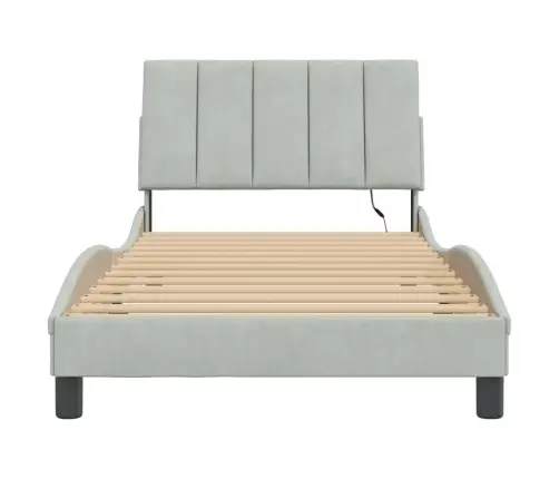 Lovos Rėmas Su Led Be Čiužinio, Hanko, Šviesiai Pilkas, 100X200cm Aksomas