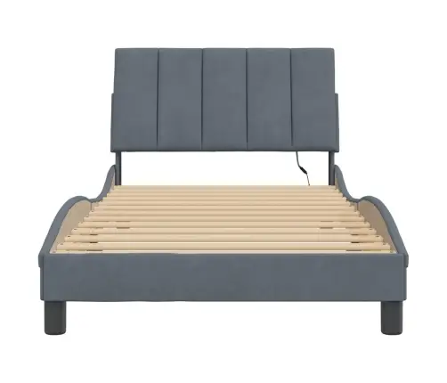 Voodiraam Led Ilma Madratsita Hanko, Tumehall, 100X200 cm Samet