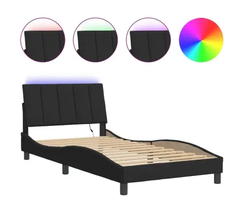 Voodiraam Led Ilma Madratsita Hanko, Must, 100X200 cm Samet