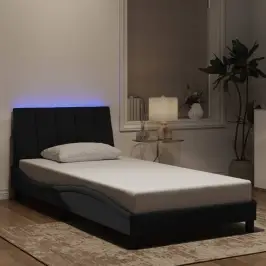 Gultas Rāmis Ar Led Bez Matrača, Hanko, Melns, 100X200 Cm, Samts Vidaxl Gultas Rāmis Ar Led Bez Matrača, Hanko, Melns, 100X200 Cm, Samts Vidaxl