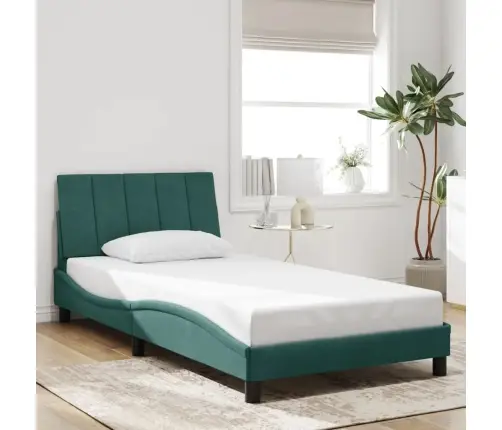 Voodiraam Led Ilma Madratsita Hanko, Tumeroheline, 100X200 cm Samet