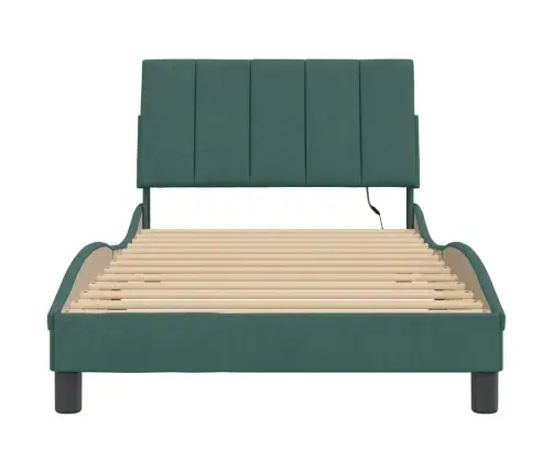 Voodiraam Led Ilma Madratsita Hanko, Tumeroheline, 100X200 cm Samet