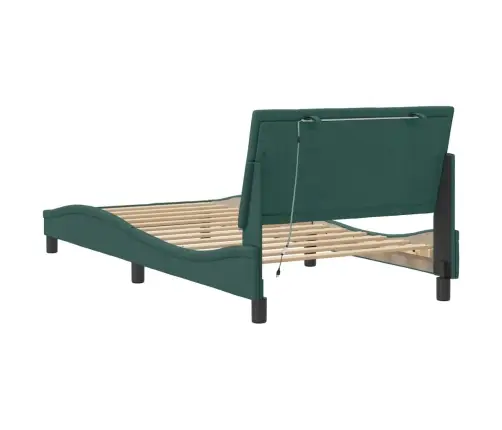 Voodiraam Led Ilma Madratsita Hanko, Tumeroheline, 100X200 cm Samet