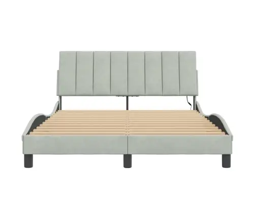 Lovos Rėmas Su Led Be Čiužinio, Hanko, Šviesiai Pilkas, 120X200cm Aksomas