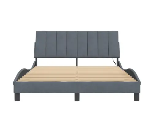 Gultas Rāmis Ar Led, Tumši Pelēks Samts, 120X200 Cm Vidaxl