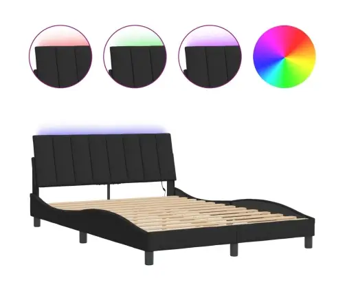 Gultas Rāmis Ar Led, Melns, 120X200 Cm, Samts Vidaxl