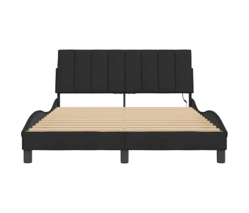 Gultas Rāmis Ar Led, Melns, 120X200 Cm, Samts Vidaxl