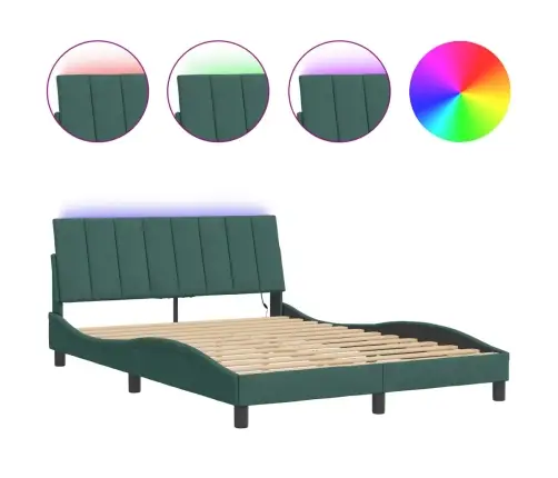 Gultas Rāmis Ar Led, Tumši Zaļš Samts, 120X200 Cm Vidaxl
