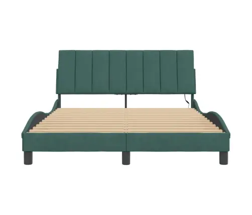 Gultas Rāmis Ar Led, Tumši Zaļš Samts, 120X200 Cm Vidaxl
