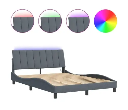 Lovos Rėmas Su Led Be Čiužinio, Hanko, Tamsiai Pilkas, 140X190cm Aksomas