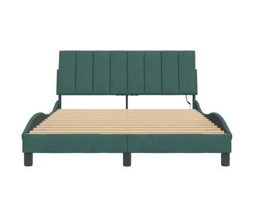 Gultas Rāmis Ar Led, Tumši Zaļš Samts, 140X190 Cm Vidaxl