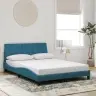 Gultas Rāmis Ar Led, Zils Samts, 140X190 Cm Vidaxl