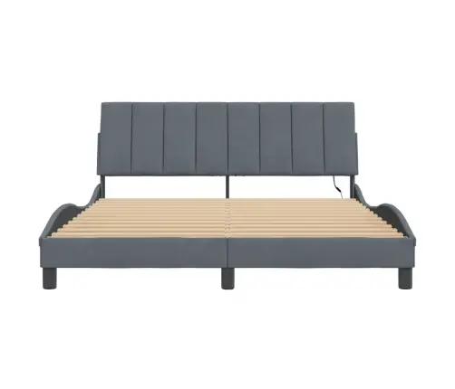 Voodiraam Led Ilma Madratsita Hanko, Tumehall, 160X200 cm Samet