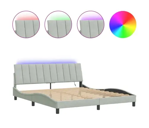 Gultas Rāmis Ar Led, Gaiši Pelēks Samts, 180X200 Cm Vidaxl