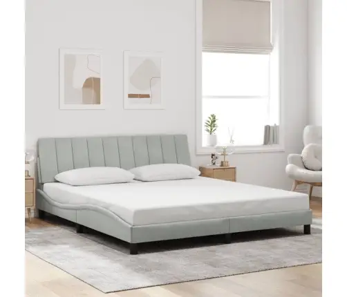 Gultas Rāmis Ar Led, Gaiši Pelēks Samts, 180X200 Cm Vidaxl