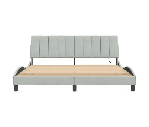 Gultas Rāmis Ar Led, Gaiši Pelēks Samts, 180X200 Cm Vidaxl