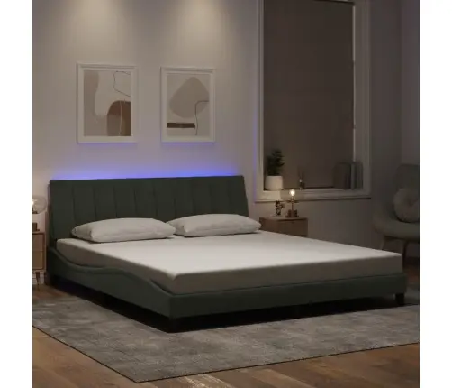 Gultas Rāmis Ar Led, Gaiši Pelēks Samts, 180X200 Cm Vidaxl