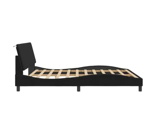 Gultas Rāmis Ar Led, Melns, 180X200 Cm, Samts Vidaxl