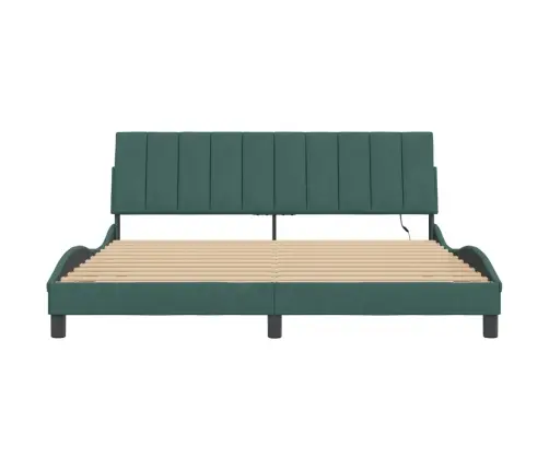 Lovos Rėmas Su Led Be Čiužinio, Hanko, Tamsiai Žalios Spalvos, 180X200cm Aksomas