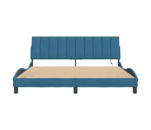 Lovos Rėmas Su Led Be Čiužinio, Hanko, Mėlynos Spalvos, 180X200cm Aksomas