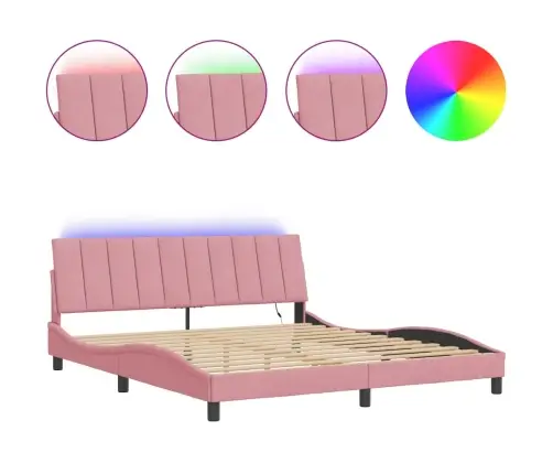 Voodiraam Led Ilma Madratsita Hanko, Roosa, 180X200 cm Samet