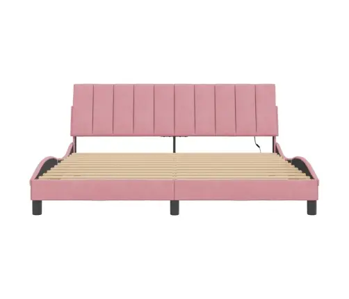 Voodiraam Led Ilma Madratsita Hanko, Roosa, 180X200 cm Samet