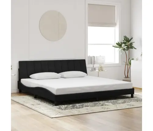 Gultas Rāmis Ar Led, Melns, 200X200 Cm, Samts Vidaxl