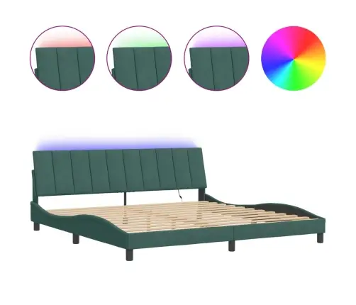 Lovos Rėmas Su Led Be Čiužinio, Hanko, Tamsiai Žalios Spalvos, 200X200cm Aksomas