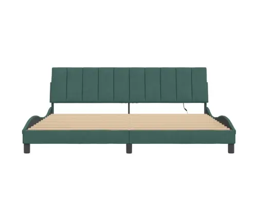 Lovos Rėmas Su Led Be Čiužinio, Hanko, Tamsiai Žalios Spalvos, 200X200cm Aksomas