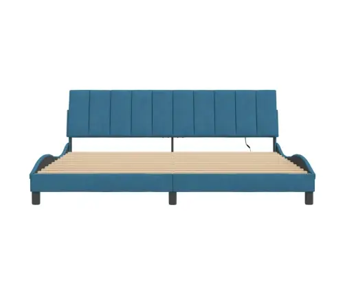 Lovos Rėmas Su Led Be Čiužinio, Hanko, Mėlynos Spalvos, 200X200cm Aksomas