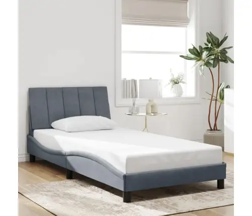 Gultas Rāmis Ar Led Bez Matrača, Hanko, Tumši Pelēks, 100X203 Cm, Samts Vidaxl