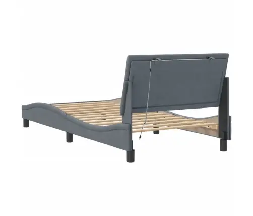 Gultas Rāmis Ar Led Bez Matrača, Hanko, Tumši Pelēks, 100X203 Cm, Samts Vidaxl