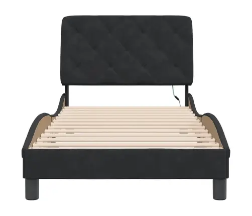 Gultas Rāmis Ar Led, Melns Samts, 80X200 Cm Vidaxl
