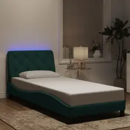 Gultas Rāmis Ar Led Bez Matrača, Tumši Zaļš Samts, 80X200 Cm Vidaxl
