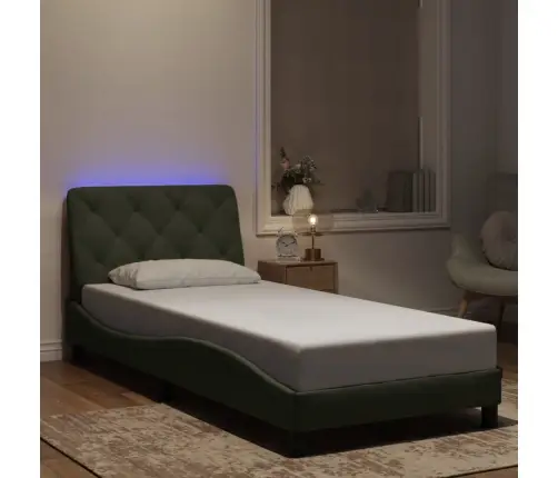 Gultas Rāmis Ar Led, Gaiši Pelēks, 90X190 Cm, Samts Vidaxl