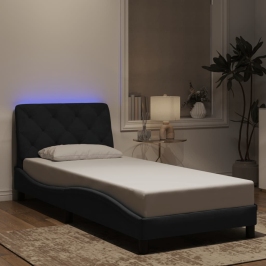 Gultas Rāmis Ar Led Bez Matrača, Melns, 90X200 Cm, Samts Vidaxl
