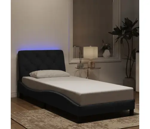 Gultas Rāmis Ar Led, Melns, 90X200 Cm, Samts Vidaxl