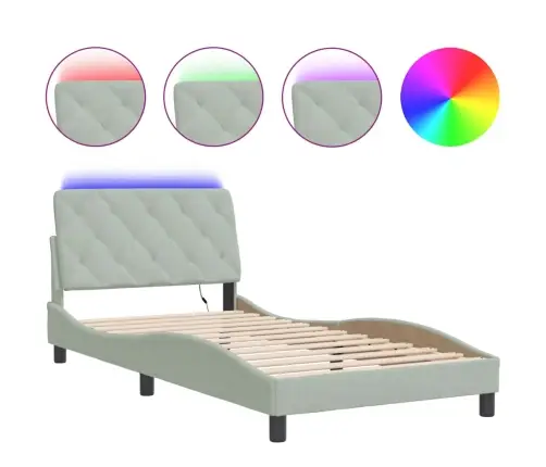 Gultas Rāmis Ar Led, Gaiši Pelēks Samts, 100X200 Cm Vidaxl