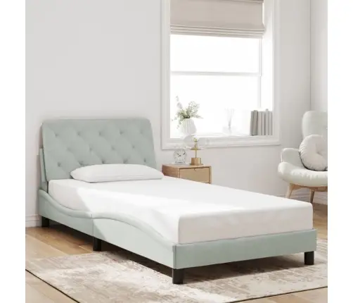 Gultas Rāmis Ar Led, Gaiši Pelēks Samts, 100X200 Cm Vidaxl