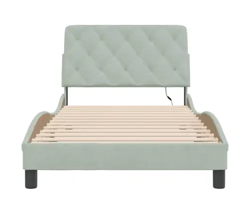 Gultas Rāmis Ar Led, Gaiši Pelēks Samts, 100X200 Cm Vidaxl