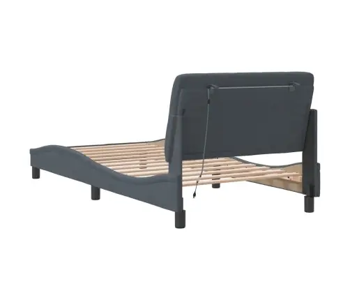 Gultas Rāmis Ar Led, Tumši Pelēks Samts, 100X200 Cm Vidaxl