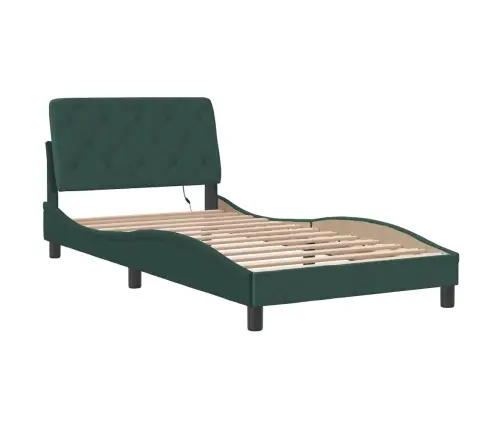 Lovos Rėmas Su Led Be Čiužinio, Tamsiai Žalias, 100X200cm Aksomas