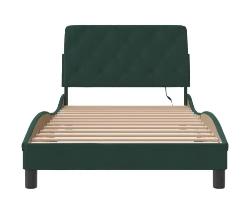 Lovos Rėmas Su Led Be Čiužinio, Tamsiai Žalias, 100X200cm Aksomas