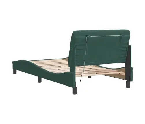 Lovos Rėmas Su Led Be Čiužinio, Tamsiai Žalias, 100X200cm Aksomas