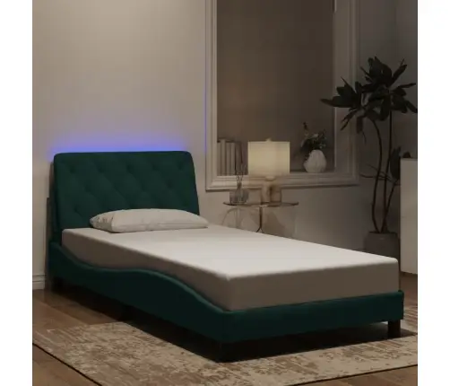 Lovos Rėmas Su Led Be Čiužinio, Tamsiai Žalias, 100X200cm Aksomas